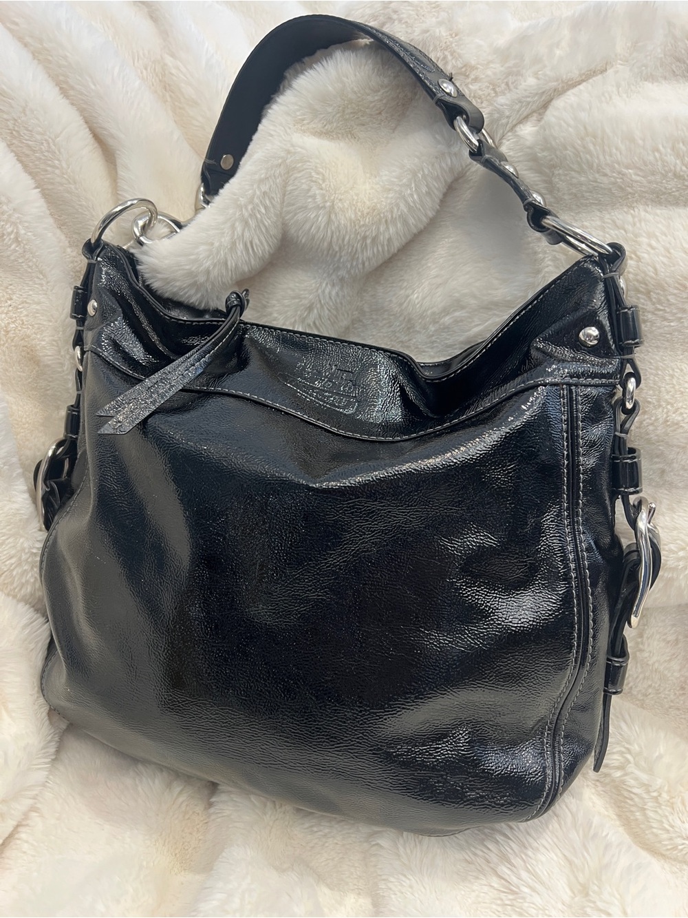 Black Patent Leather Shoulder Bag